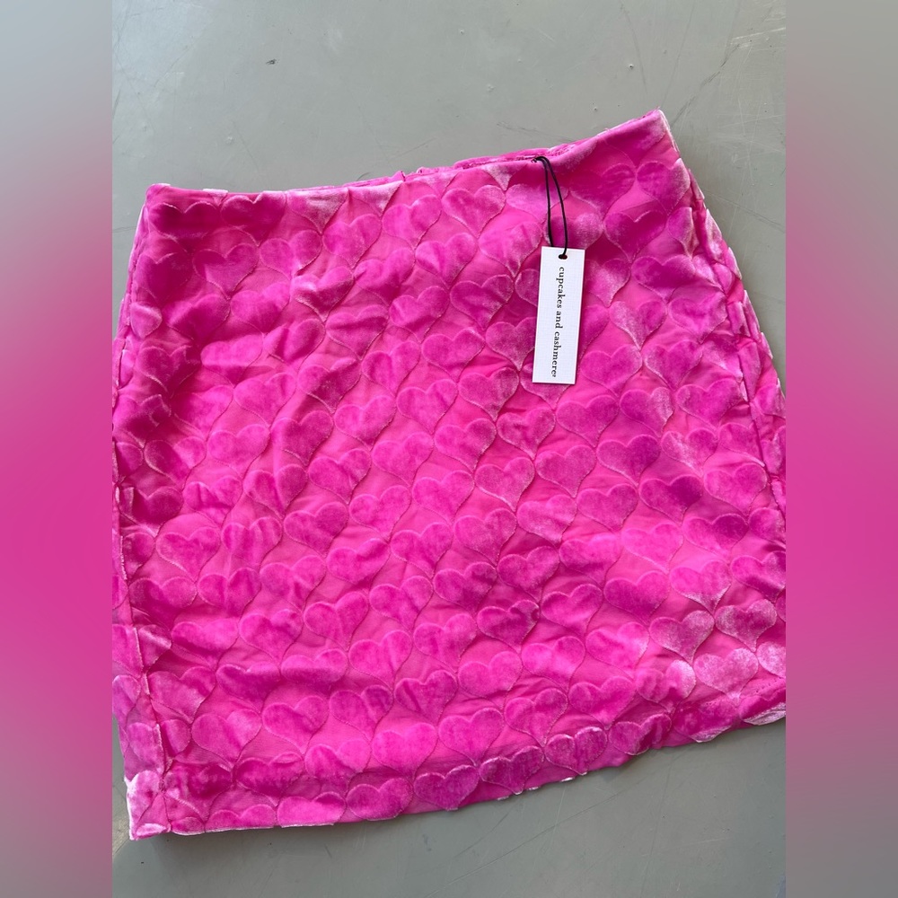 New Cupcakes and Cashmere Velvet Soft Hearts Skirt- Pink